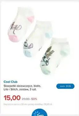 Smyk Skarpetki dziewczęce białe Lilo i Stitch 3-pak Cool Club oferta