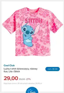 Smyk Luźny t-shirt dziewczęcy różowy fluo Lilo i Stitch Cool Club oferta