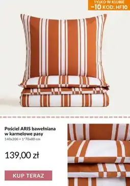 Homla Pościel Aris bawełniana w karmelowe pasy 140x200+1x70x80 cm oferta