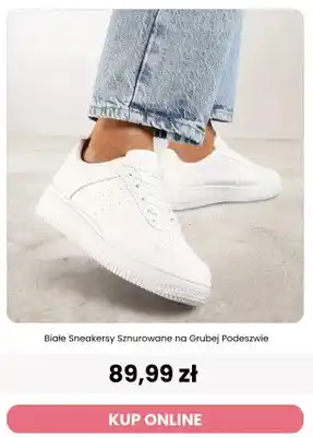 Białe sneakersy sznurowane na grubej podeszwie Reneé