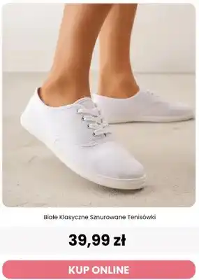 Białe klasyczne sznurowane tenisówki Reneé
