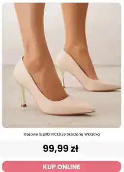 Renee Beżowe szpilki Vices ze skórzaną wkładką oferta