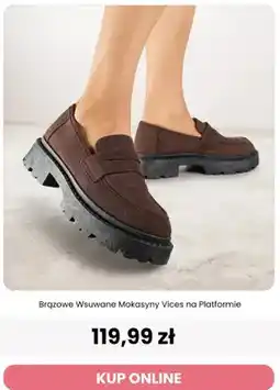 Renee Brązowe wsuwane mokasyny Vices na platformie oferta