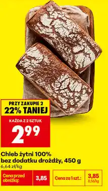 Biedronka Chleb żytni 100% bez dodatku drożdży oferta