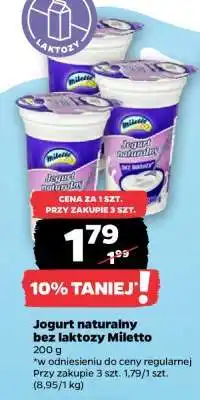Netto Jogurt naturalny bez laktozy Miletto oferta