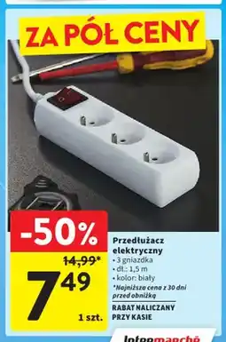 Intermarche Przedłużacz elektryczny 3 gniazdka 1,5 m oferta