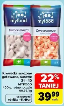 Carrefour Krewetki mrożone gotowane, surowe MYFOOD oferta