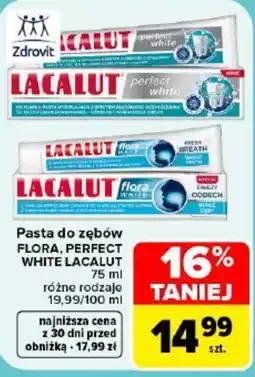 Carrefour Pasta do zębów FLORA, PERFECT WHITE LACALUT oferta