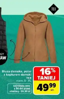 Carrefour Bluza damska, polar z kapturem damski TEX oferta
