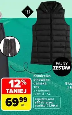 Carrefour Kamizelka pikowana damska TEX z kapturem oferta