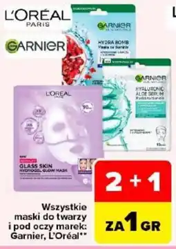 Carrefour Maski do twarzy i pod oczy marki Garnier, L'Oréal oferta