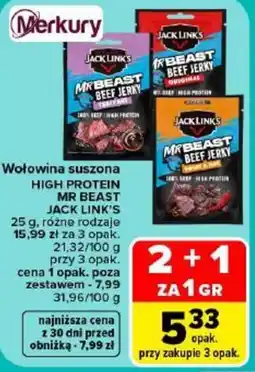 Carrefour Wołowina suszona HIGH PROTEIN MR BEAST JACK LINK'S oferta