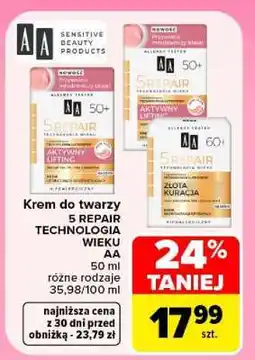 Carrefour Krem do twarzy 5 REPAIR TECHNOLOGIA WIEKU AA oferta