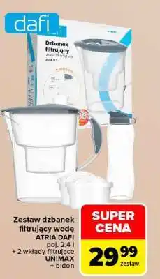 Carrefour Zestaw dzbanek filtrujący wodę ATRIA DAFI oferta