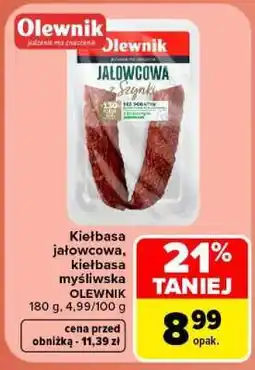 Carrefour Kiełbasa jałowcowa, kiełbasa myśliwska OLEWNIK oferta