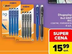 Carrefour Długopisy Bu3 GRIP BIC czarne, niebieskie 4 szt oferta