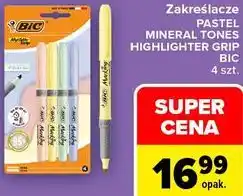 Carrefour Zakreślacze PASTEL MINERAL TONES HIGHLIGHTER GRIP BIC 4 szt oferta