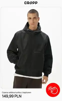 Cropp Czarna solidna kurtka z kapturem Cropp oferta