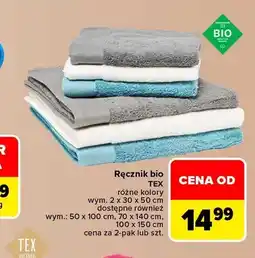 Carrefour Ręcznik bio Tex 2-pak 30x50 cm oferta
