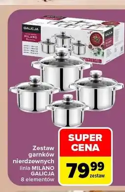 Carrefour Zestaw garnków nierdzewnych linia Milano Galicja 8 elementów oferta