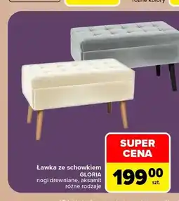 Carrefour Ławka ze schowkiem Gloria nogi drewniane aksamit oferta
