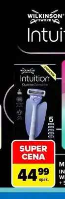 Carrefour Maszynka do golenia Intuition Quattro Sensitive + 5 wkładów Wilkinson Sword oferta