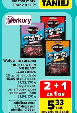 Carrefour Wołowina suszona High Protein Mr Beast Original Jack Link's oferta