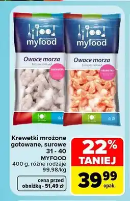 Carrefour Krewetki mrożone gotowane 31-40 Myfood oferta