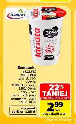 Carrefour Śmietanka Łaciata Mlekpol 30% oferta