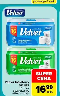 Carrefour Papier toaletowy Velvet Delikatnie biały 16-pak oferta