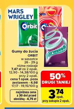 Carrefour Gumy do żucia Orbit Spearmint oferta