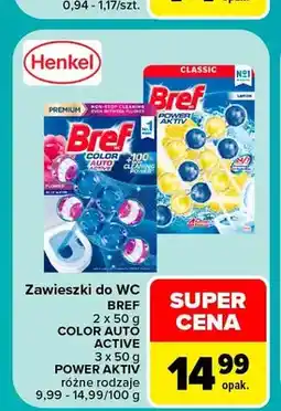 Carrefour Zawieszki do WC Bref Color Aktiv 2-pak oferta
