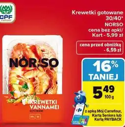 Carrefour Krewetki gotowane 30/40 NORSO oferta