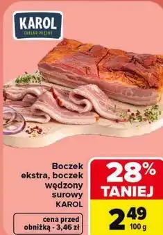 Carrefour Boczek ekstra, boczek wędzony surowy Karol oferta