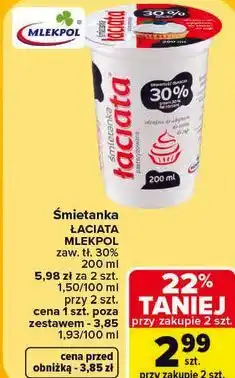 Carrefour Śmietanka Łaciata Mlekpol 30% oferta