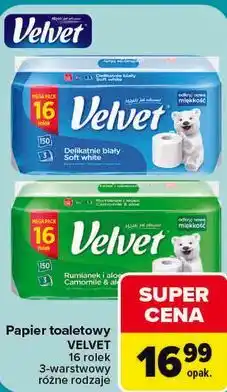 Carrefour Papier toaletowy Velvet 16 rolek 3-warstwowy oferta