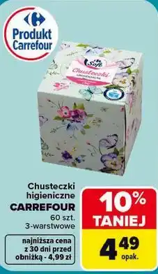 Carrefour Chusteczki higieniczne Carrefour 60 szt. 3-warstwowe oferta
