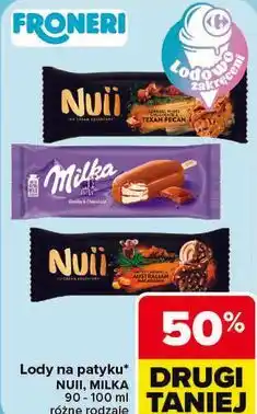 Carrefour Lody na patyku Nuii, Milka oferta
