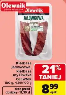 Carrefour Kiełbasa jałowcowa, kiełbasa myśliwska Olewnik oferta
