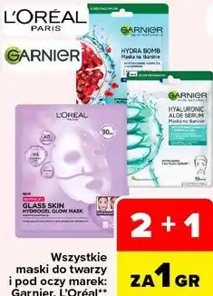 Carrefour Wszystkie maski do twarzy i pod oczy Garnier, L'Oréal oferta