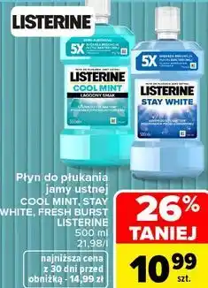 Carrefour Płyn do płukania jamy ustnej COOL MINT, STAY WHITE, FRESH BURST LISTERINE oferta
