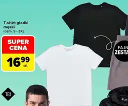 Carrefour T-shirt gładki męski TEX oferta