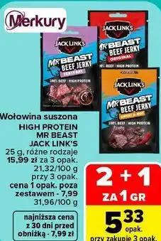 Carrefour Wołowina suszona HIGH PROTEIN MR BEAST JACK LINK'S oferta