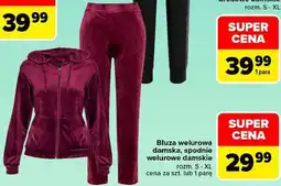 Carrefour Bluza welurowa damska, spodnie welurowe damskie TEX oferta