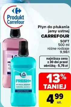 Carrefour Płyn do płukania jamy ustnej CARREFOUR SOFT oferta