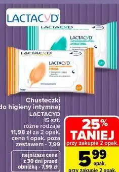 Carrefour Chusteczki do higieny intymnej Lactacyd oferta