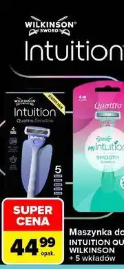 Carrefour Maszynki do golenia INTUITION QUATTRO SENSITIVE WILKINSON + 5 wkładów oferta