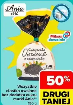Carrefour Wszystkie ciastka owsiane bez dodatku cukru marki Ania oferta