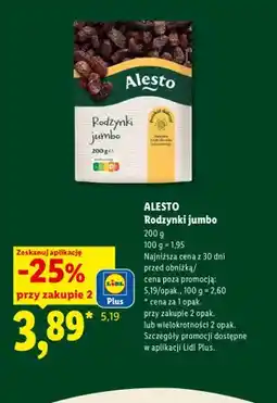 Lidl Rodzynki jumbo Alesto oferta