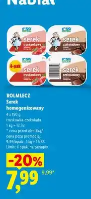 Lidl Serek homogenizowany truskawka-czekolada 4-pak Rolmlecz oferta